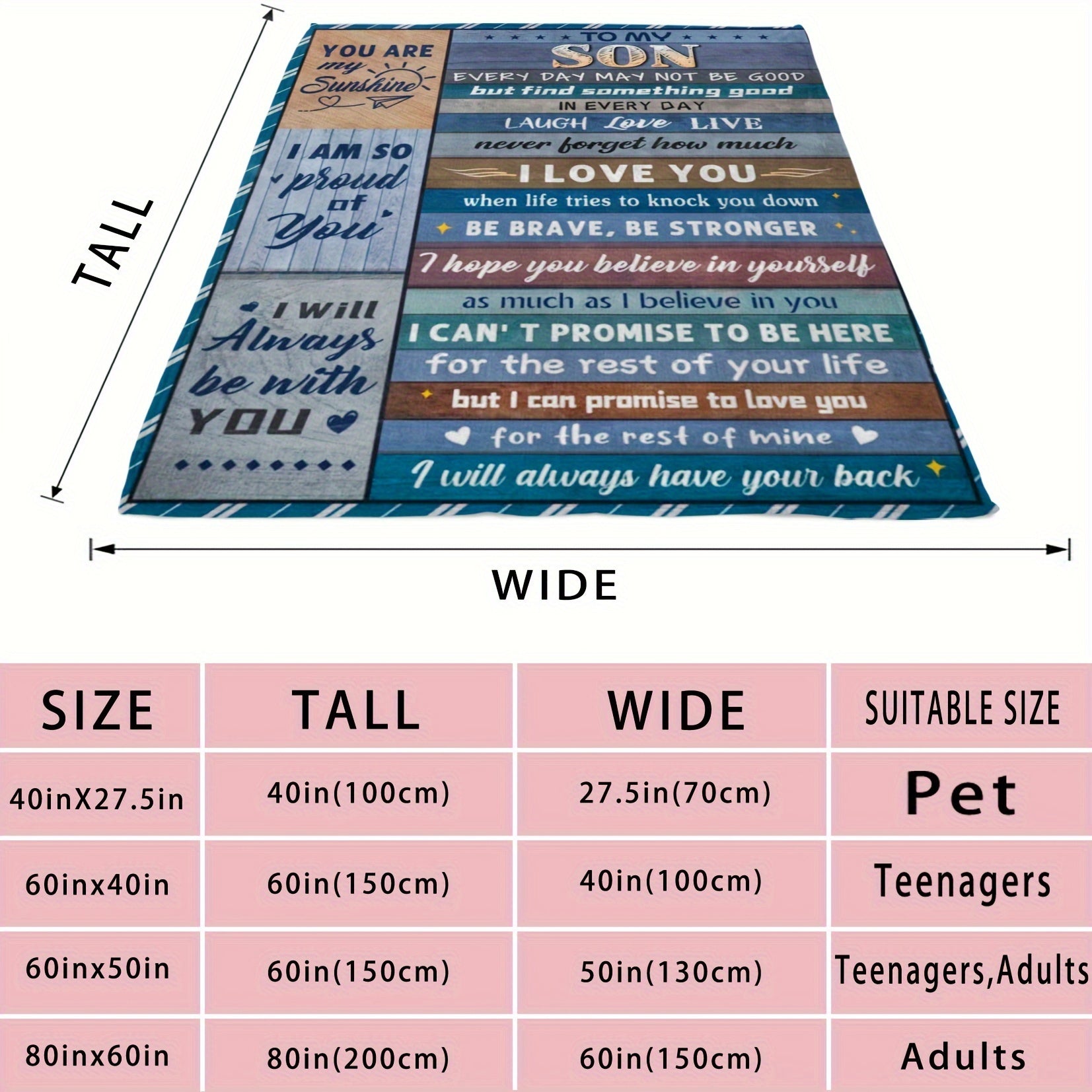 Flannel Throw Blanket for Son with Inspirational Love Message Knitted All-Season Gift for Teens and Adults