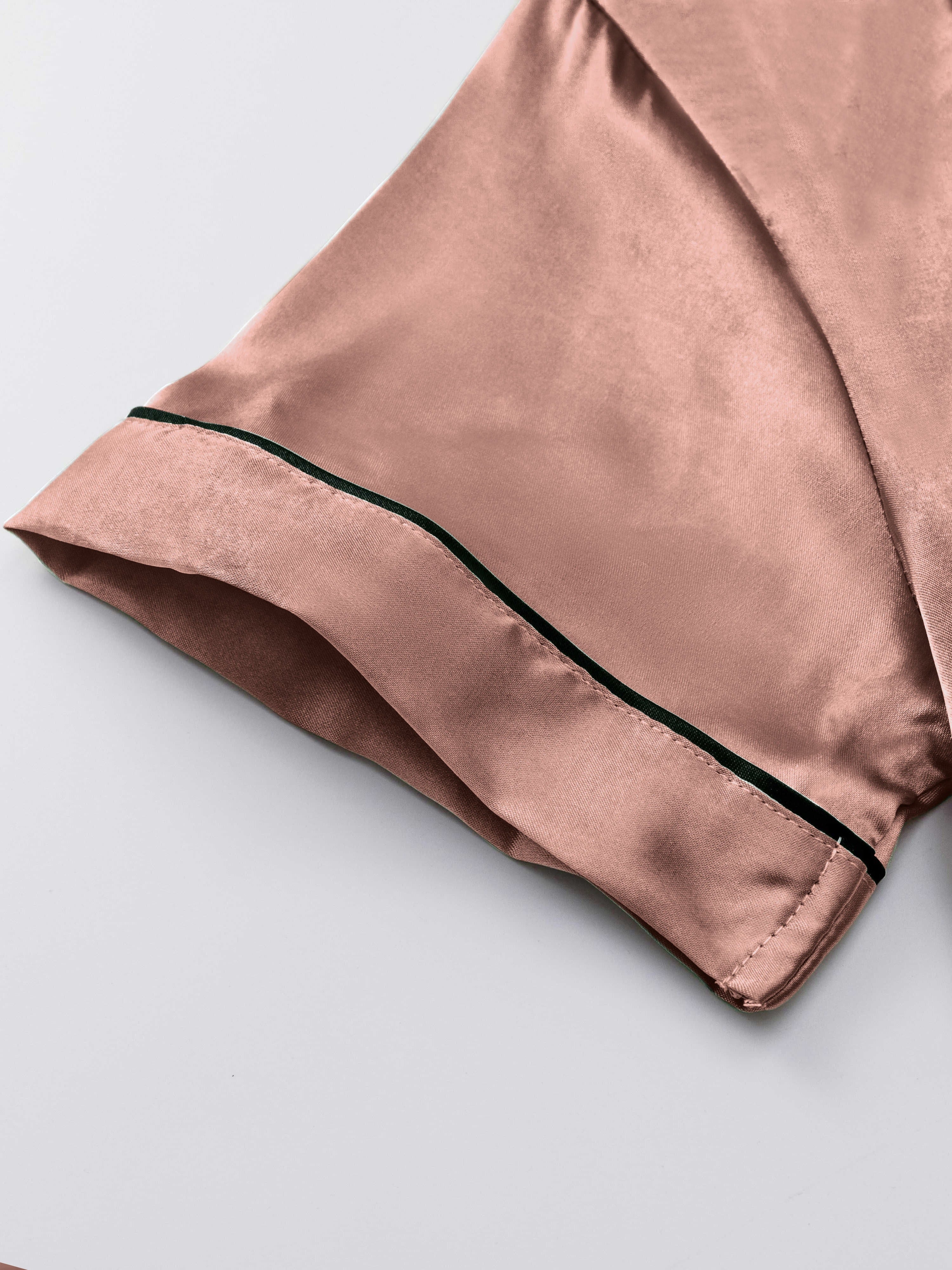 Women's Satin Sleepwear Set Short Sleeve Button Top Elastic Shorts Summer Casual