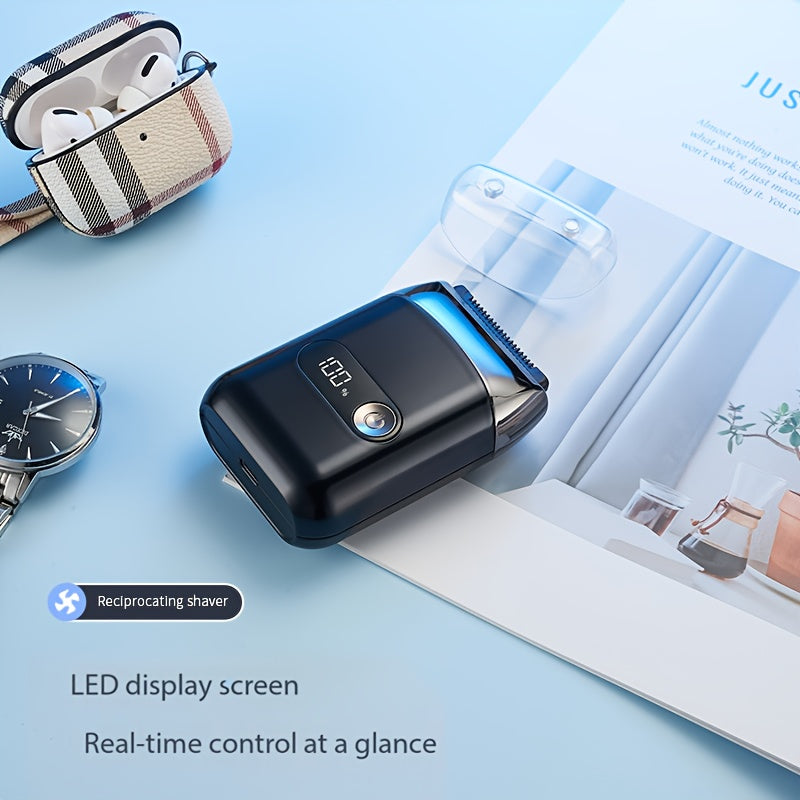 Aluminum foil shaver with LED display USB rechargeable dual blade portable for beard trimming travel