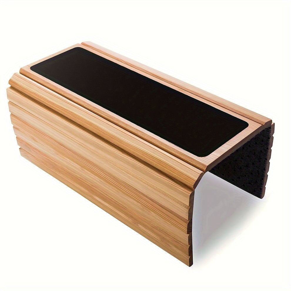 Wooden Sofa Arm Tray for Serving Coffee Snacks and Fruit in Living Room