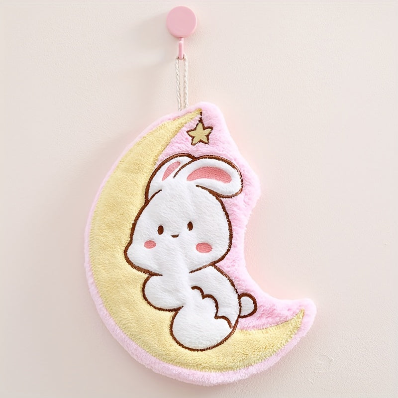 Cartoon Rabbit Fingertip Towel Absorbent Quick-Dry Polyester for Kitchen Bathroom Vanity