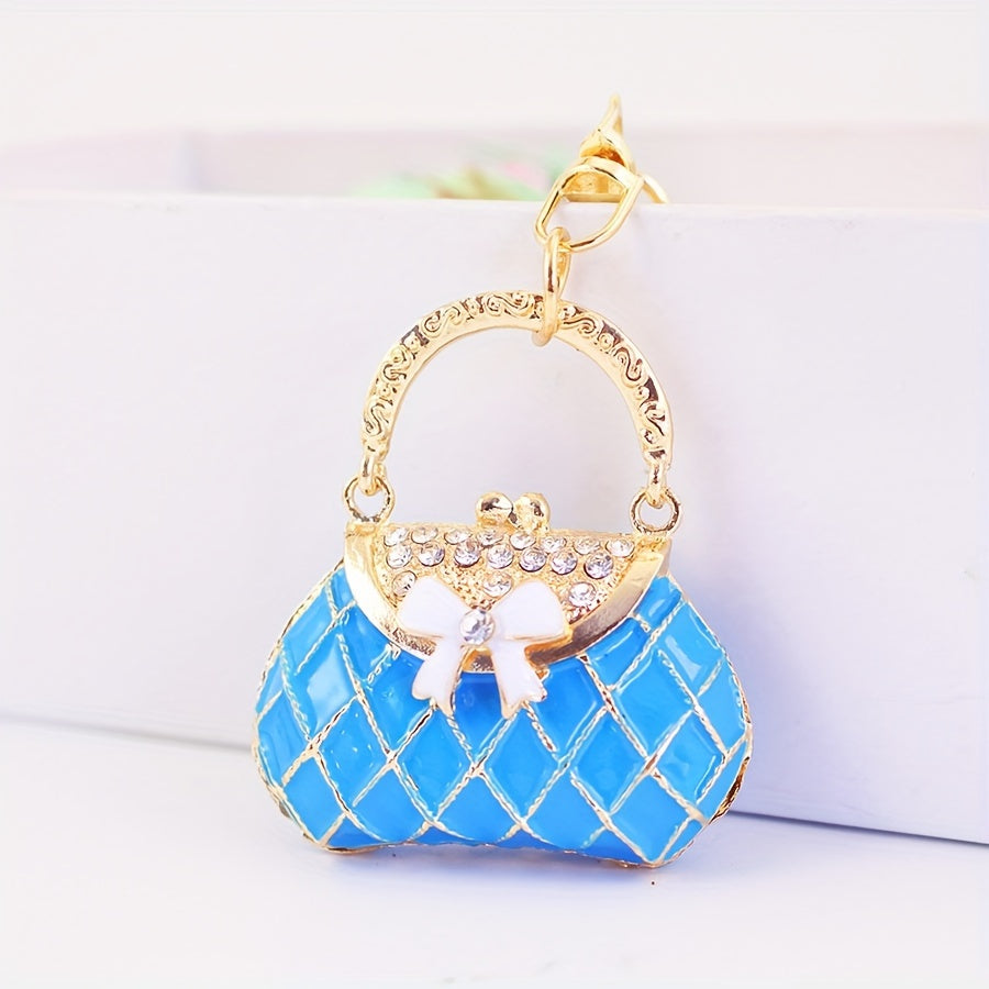 Sleek Rhinestone Bow Kalit zanjiri - Qotishma materialidan tayyorlangan, ayollar sumkalari va avtomobil kalitlari uchun Lobster Clasp Charm bilan - U uchun ideal sovg'a