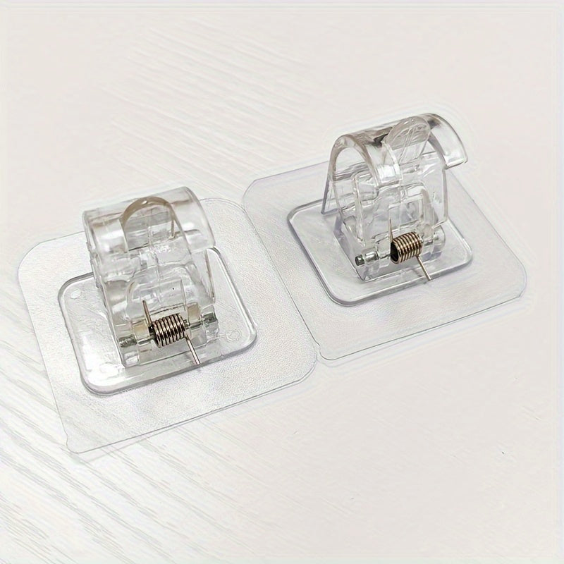 Set of 2 Self-Adhesive Telescopic Rod Bracket Holders for Drapery and Towels