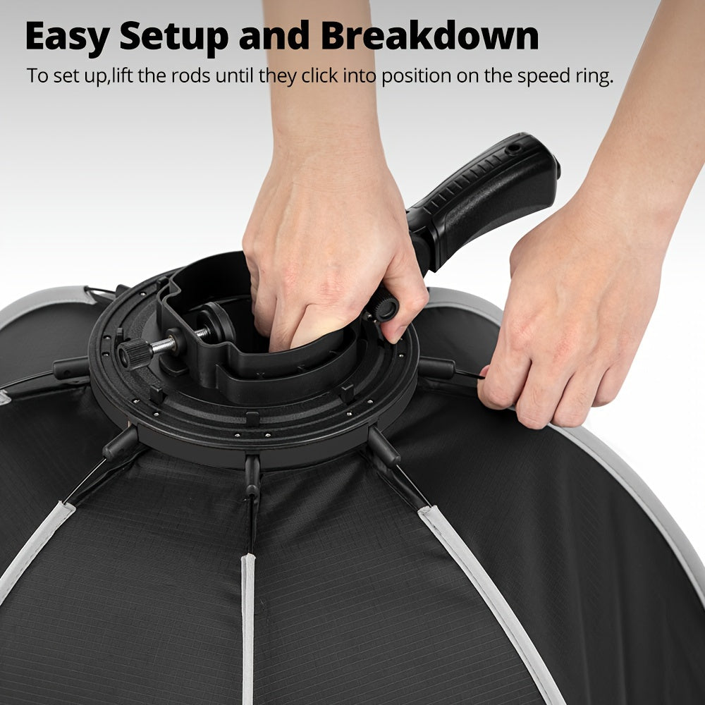 AMBITFUL Tez chiqarish sakkizburchakli yumshoq qutisi, to'r, tutqich va kameraning flashi uchun kran montaji - Polyester tolali yoritish diffuzori, studiya fotosuratlari uchun Godox TT520II V860III bilan mos keladi.