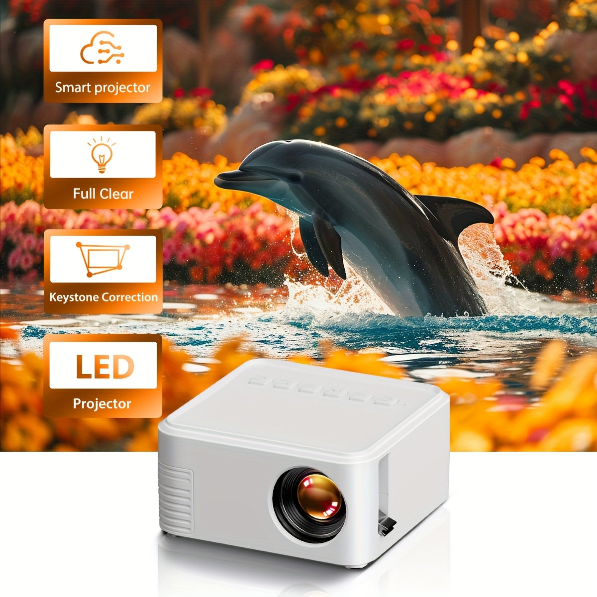Mini Portable LCD Projector for Home Theater 203cm Display Remote USB