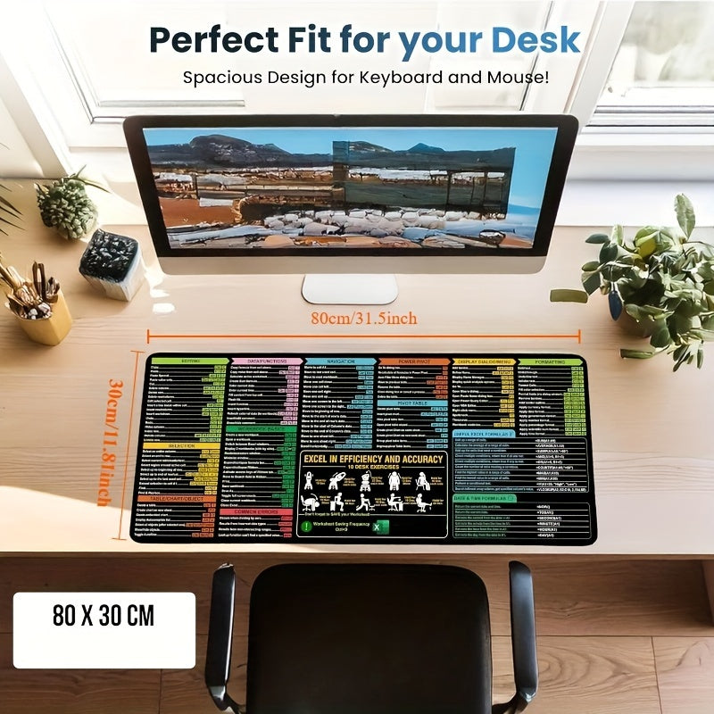 Excel qisqa tugmalari sichqoncha yostiqi - Klaviatura va sichqon uchun tikilgan cheklari bilan sirpanmaydigan ish stoli mato