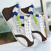 Men's Casual Sports Sneakers Low Top Lace-Up Trainers PU Upper EVA Insole Solid Color All Seasons