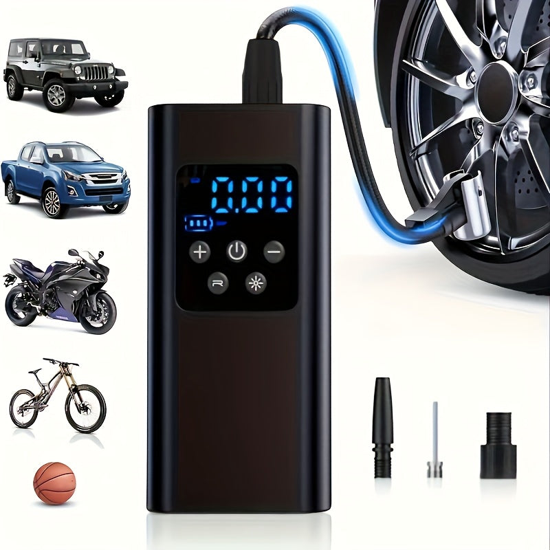 Portable Air Compressor Tire Inflator for Car Bike Motorcycle Digital Pressure Gauge