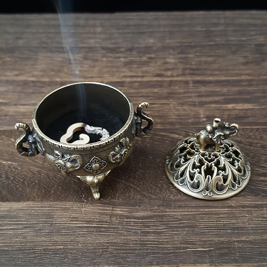 1 шт. Элефант с тремя ногами подставка для благовоний, металлический домашний декор, аксессуар для ароматерапии, идеально подходит для медитации, йоги и спа. Становится креативным подарком для различных случаев.