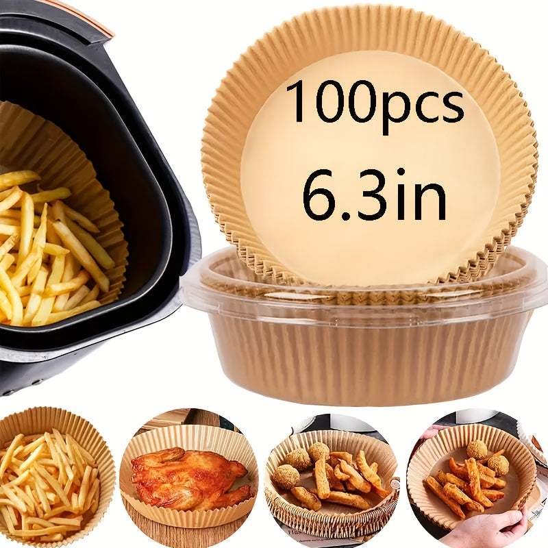 Disposable Air Fryer Liners 100pcs Water-resistant Parchment Paper for Air Fryer Outdoor Cooking Kitchen Accessories