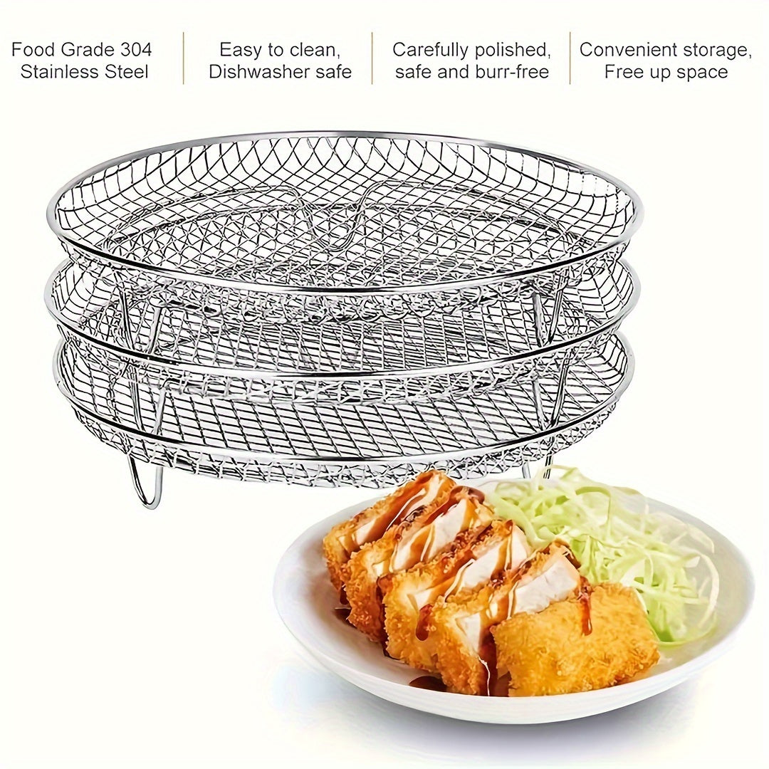 Stainless Steel Grill Air Fryer Accessory with Stackable Oil Drip Trays Reusable Easy to Clean
