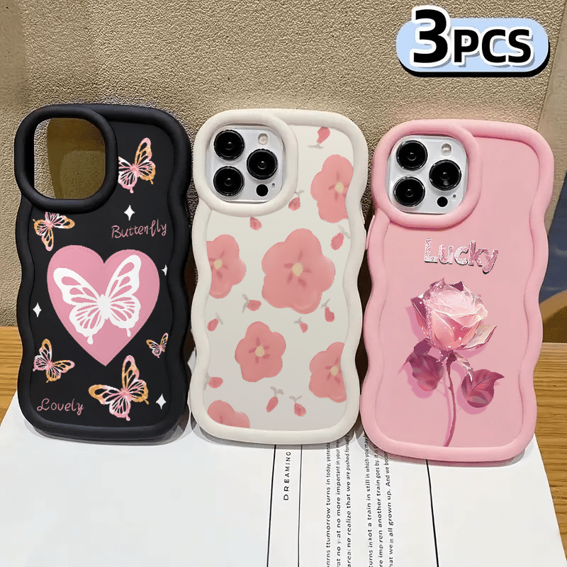 Set of Shockproof Phone Cases with Colorful Flower Heart Design for iPhone 11-16