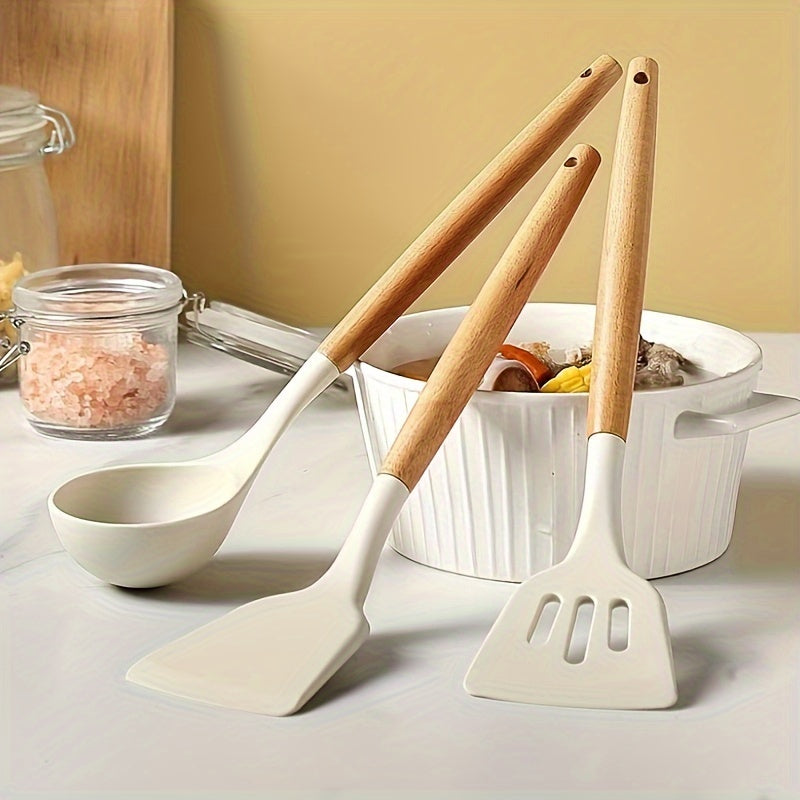 Juego de 3 utensilios de silicona para cocina espátulas y cucharas antiadherentes resistentes al calor