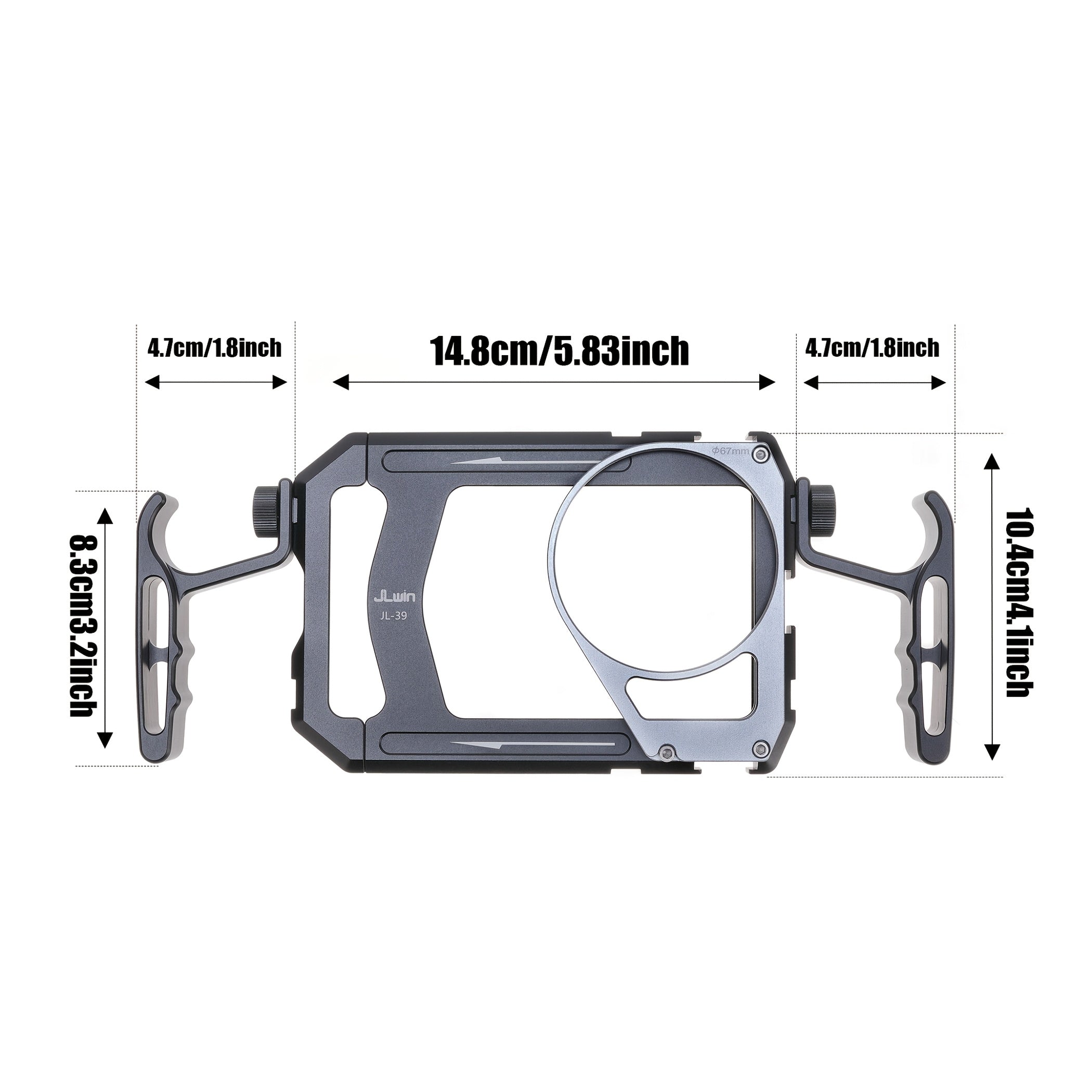 Universal Smartphone Cage with Hand Grips and 67mm Filter Adapter for Vlogging and Filmmaking