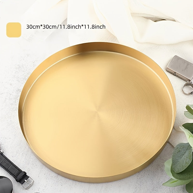 Круглая металлическая поднос в минималистском стиле для хранения на столе и стакана для воды