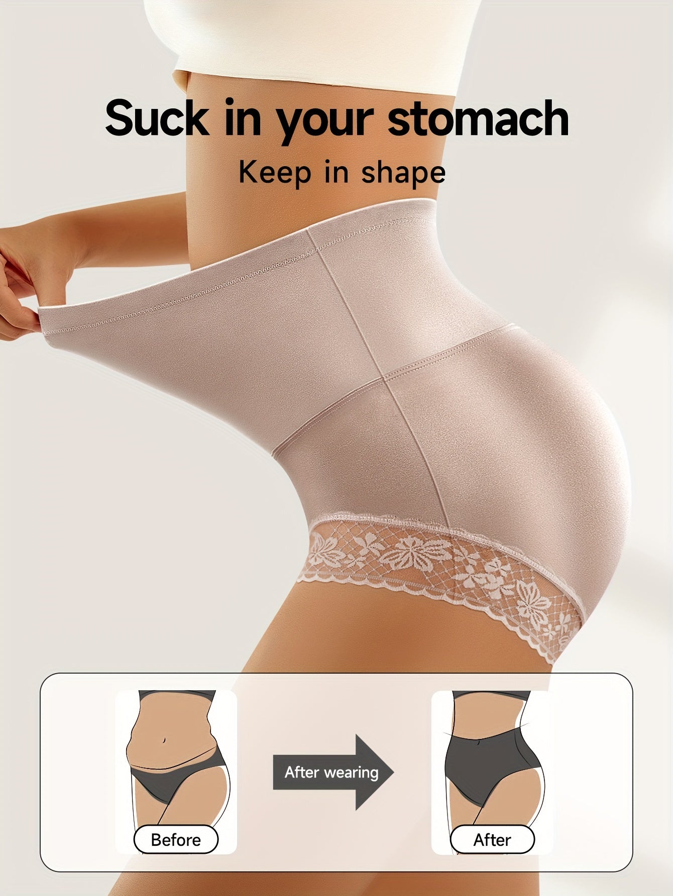 2 juft yuqori beldagi dantel trimli ichki kiyimlar, ayollar uchun qulay va nafas oladigan intim kiyimlar.