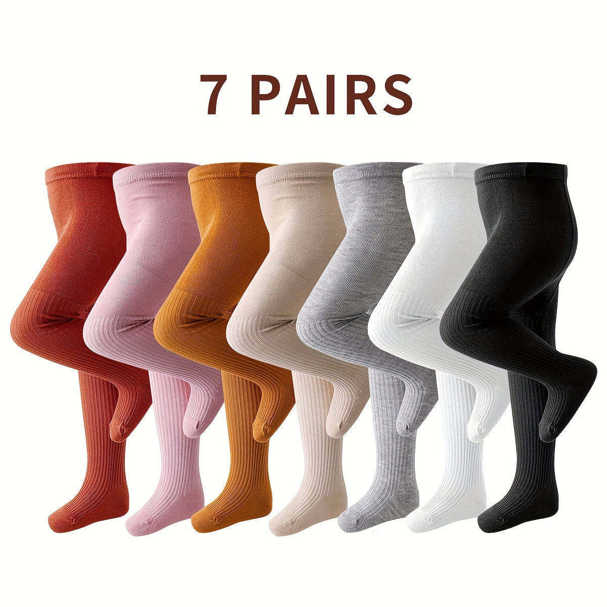 Baby Girls' Solid Color Pantyhose 7 Pairs All-Season for Dancing and Sports