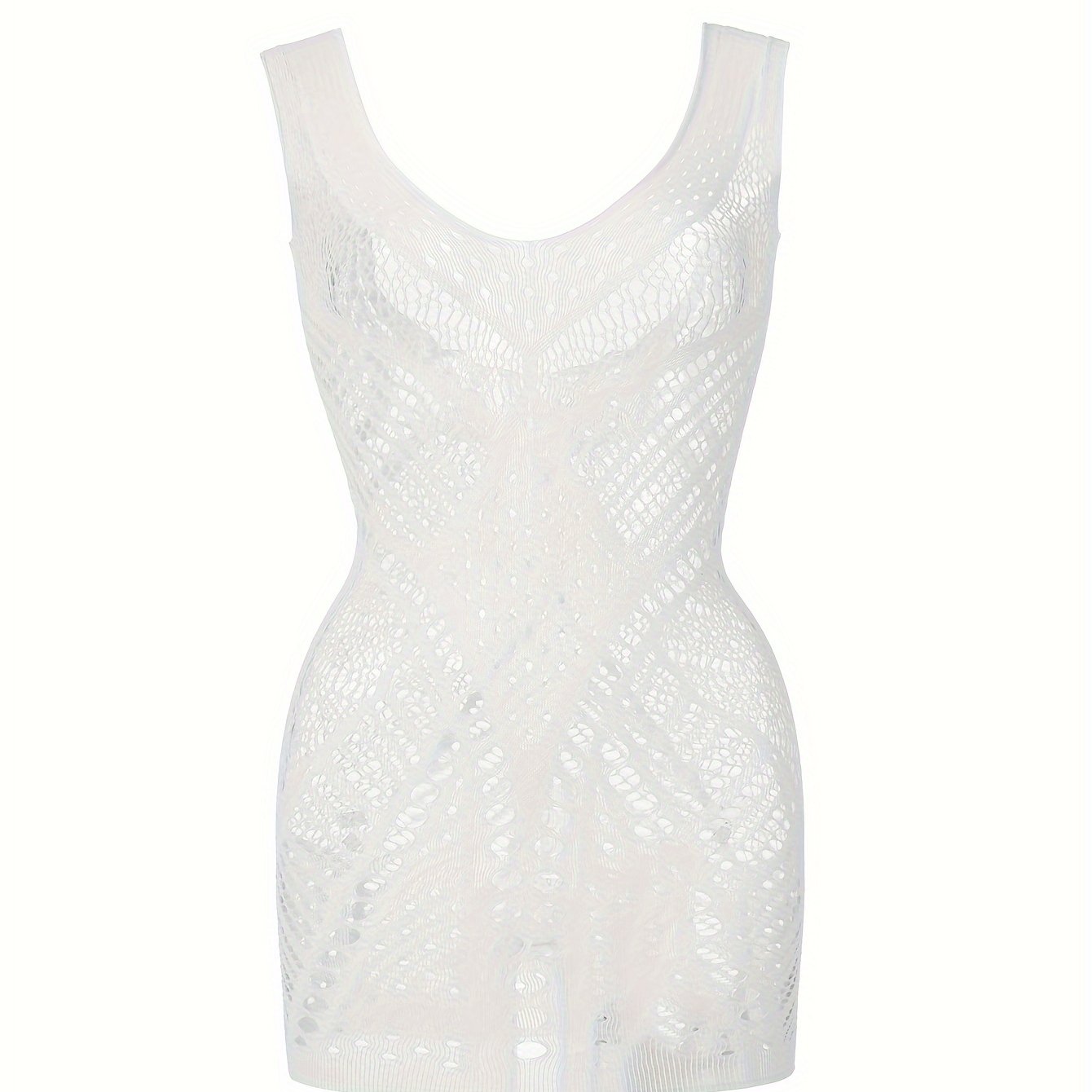 Adult Lingerie Lacy Sexy Dress with Embellishments Knit Fabric Low Support