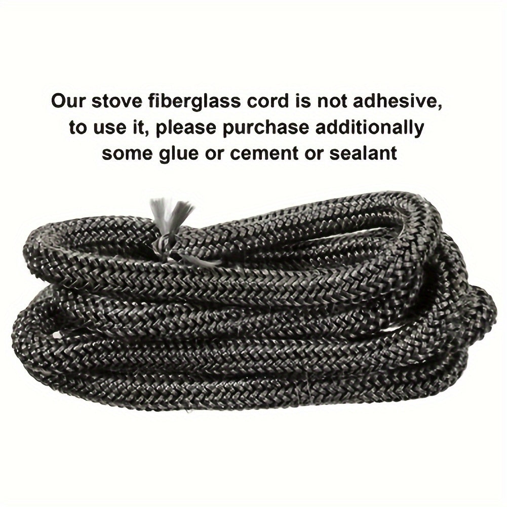 High-Temperature Fiberglass Seal Rope for Wood Stoves and Fireplaces 198cm Black