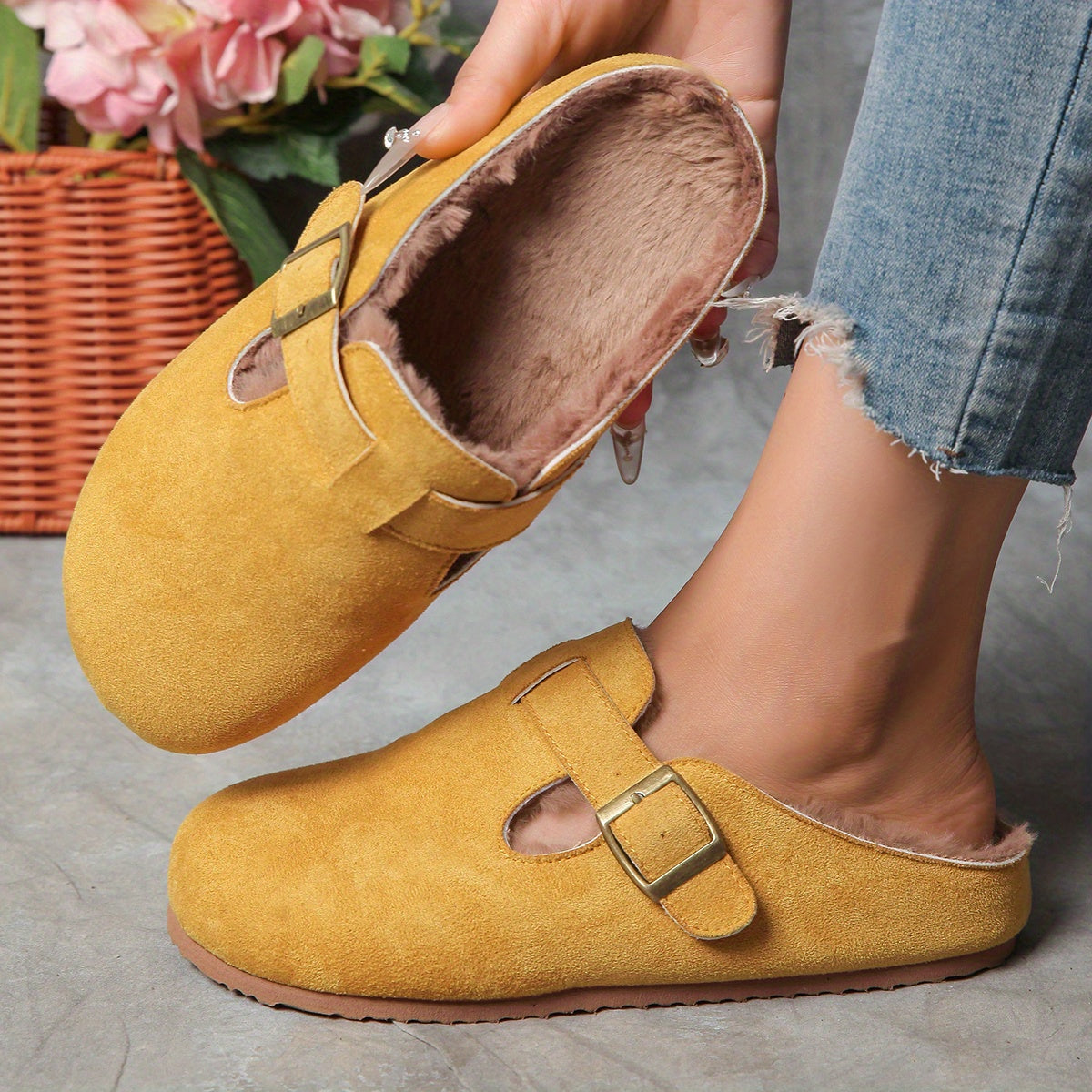 Women's Slip-On Shoes Fabric Wide Cushion Sole Beige Pink Caramel