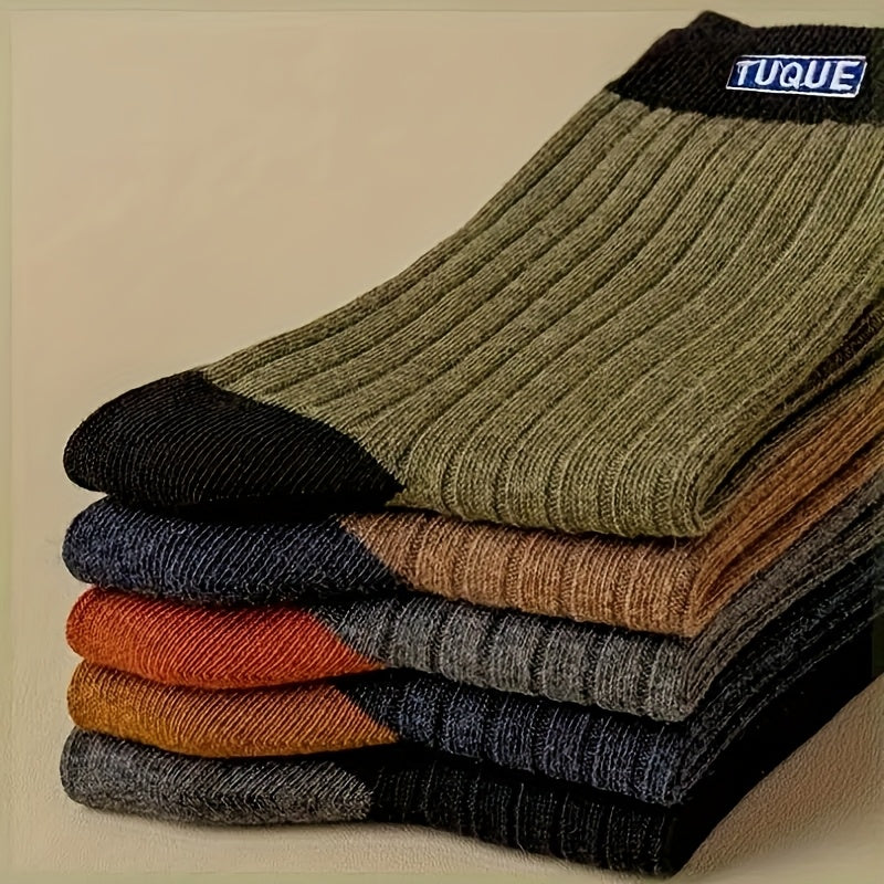 Men's Color Block Knit Boat Socks 6 Pairs Breathable Polyester Spandex All-Season