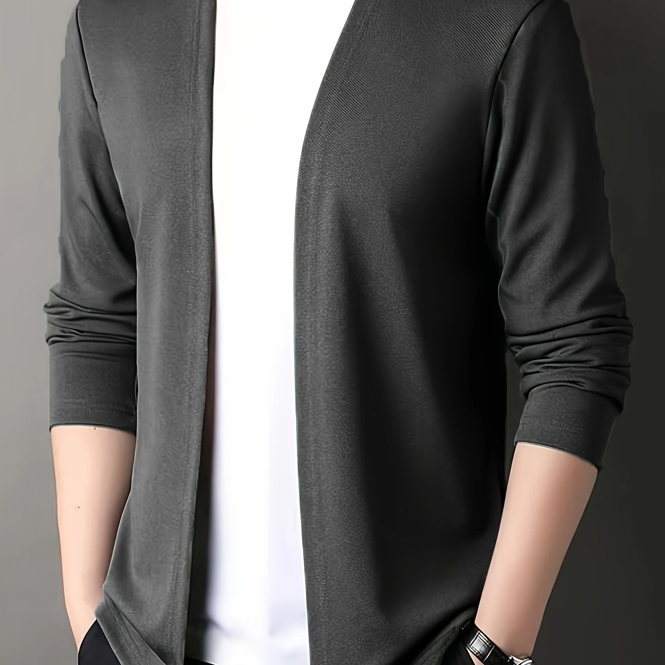 Men's Slim Fit Knitted Cardigan Long Sleeve Solid Casual Fall Polyester
