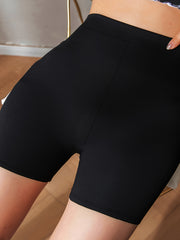 Ayollar uchun kengaytirilgan elastik to‘g‘ri oyoqli shortlar polyester bir rangli yozgi