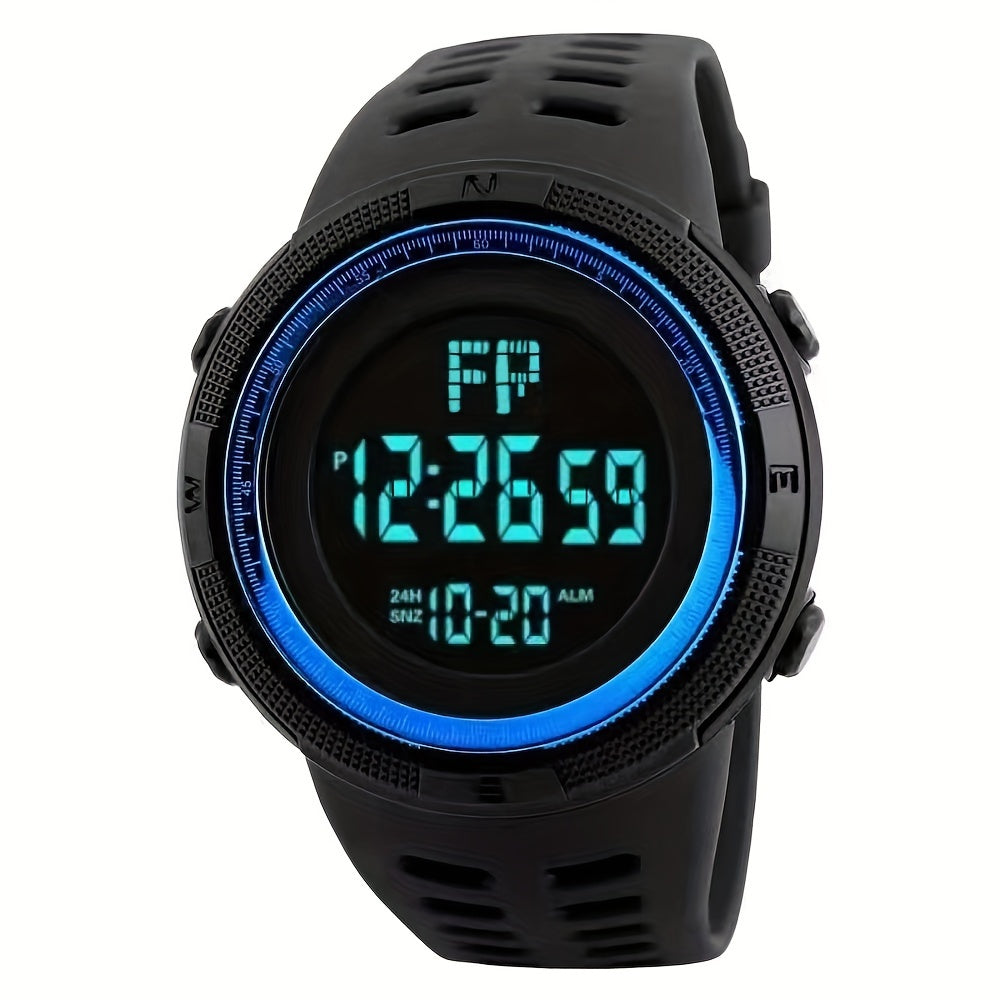 Men's Digital Smartwatch with LED Night Light Alarm and Stopwatch Silicone Band