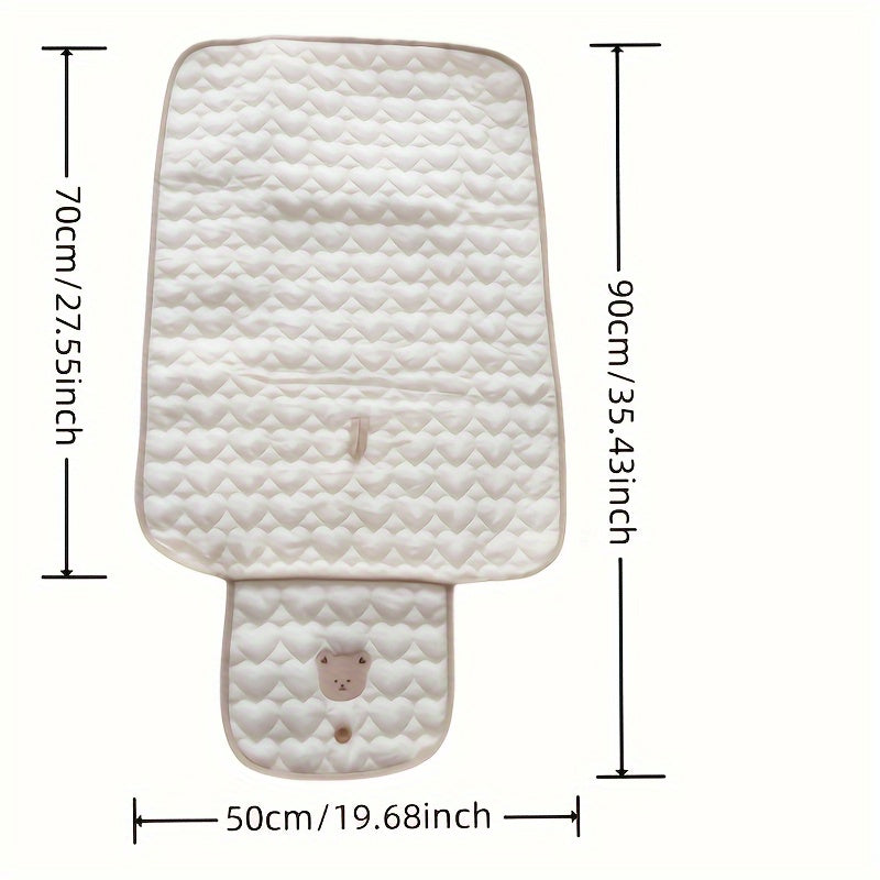 Beige Animal Embroidered Diaper Changing Pad for Babies and Toddlers