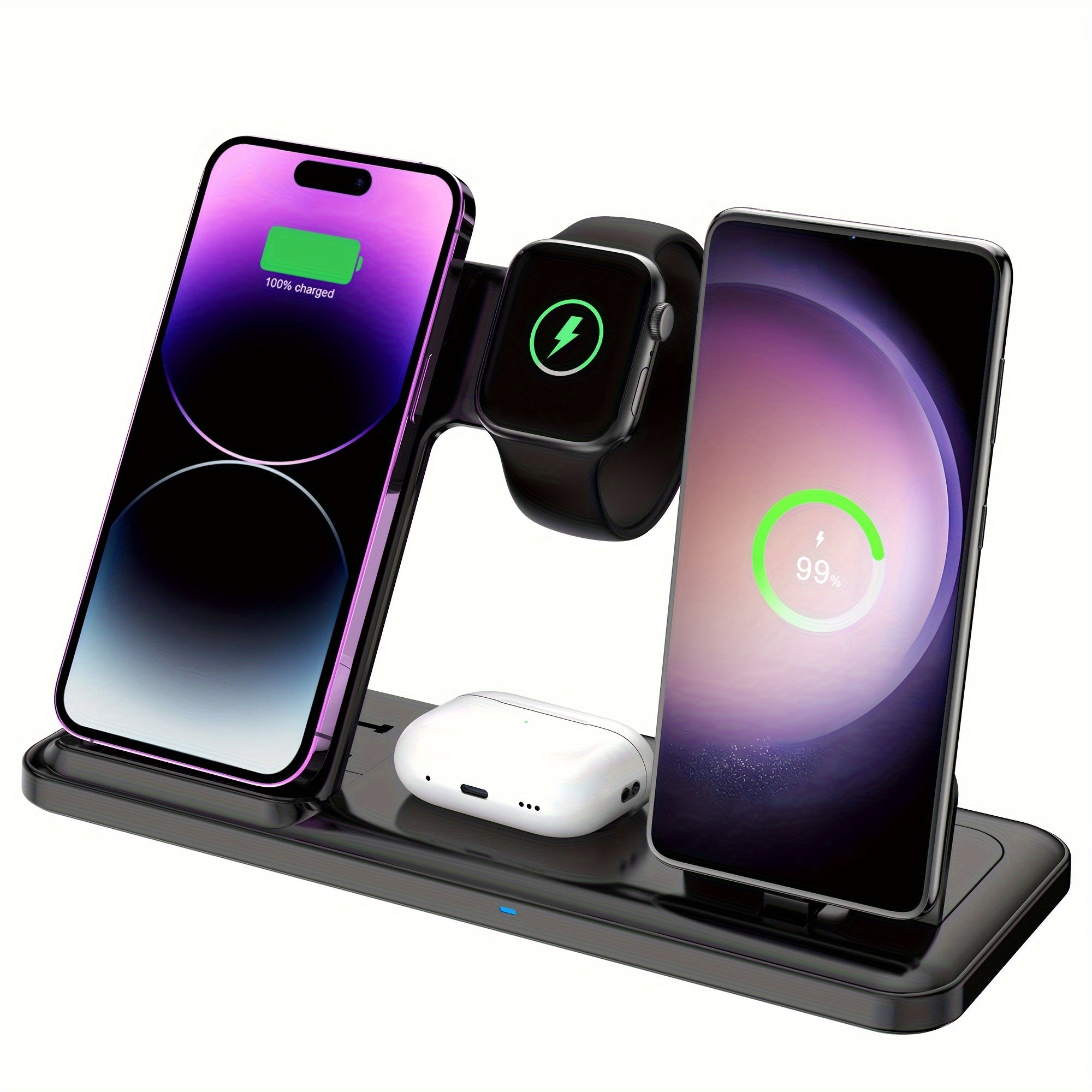 4-in-1 Wireless Charging Station for Samsung Galaxy iPhone iWatch AirPods Fast Charging USB Type-C