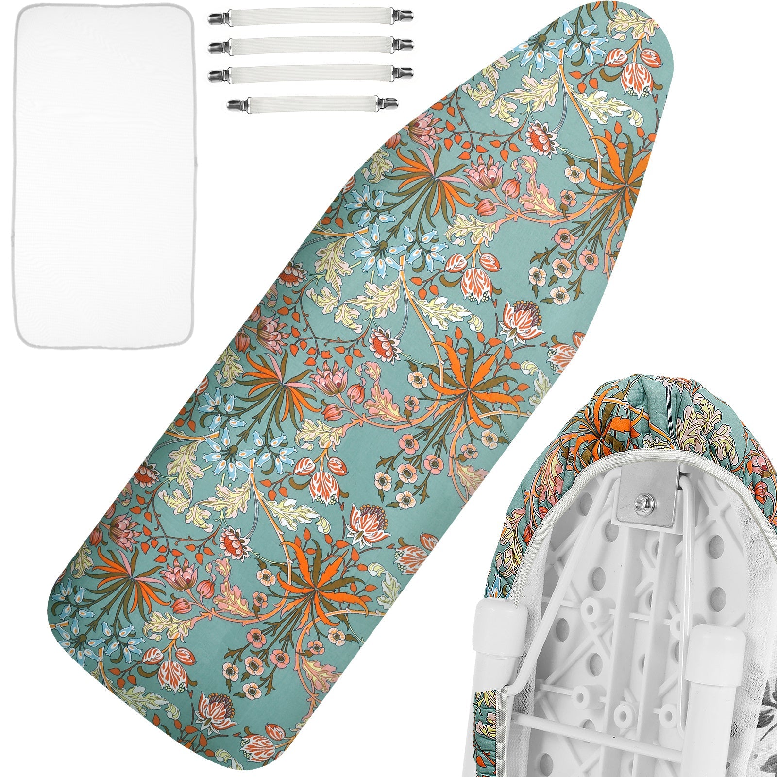 Ironing Board Cover and Pad with Elastic Edges, Scorch Resistant, 147x48cm