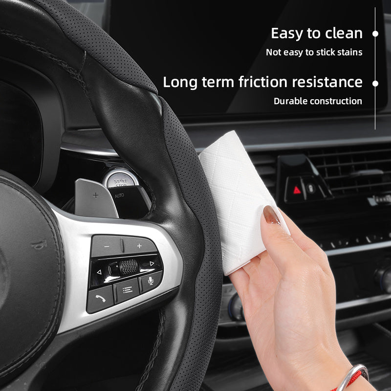 Universal Breathable PU Leather Steering Wheel Cover 2PCS Anti-Slip Durable