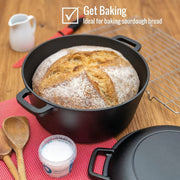 Ko'p funksiyali quyma temir qozon - 26.01 sm o'lcham, ham qovurish, ham qaynatish uchun ideal, mustahkam ochiq havoda pishirish qozoni, ko'p maqsadli BBQ va uy oshxonasida pishirish uchun qoplamasiz.