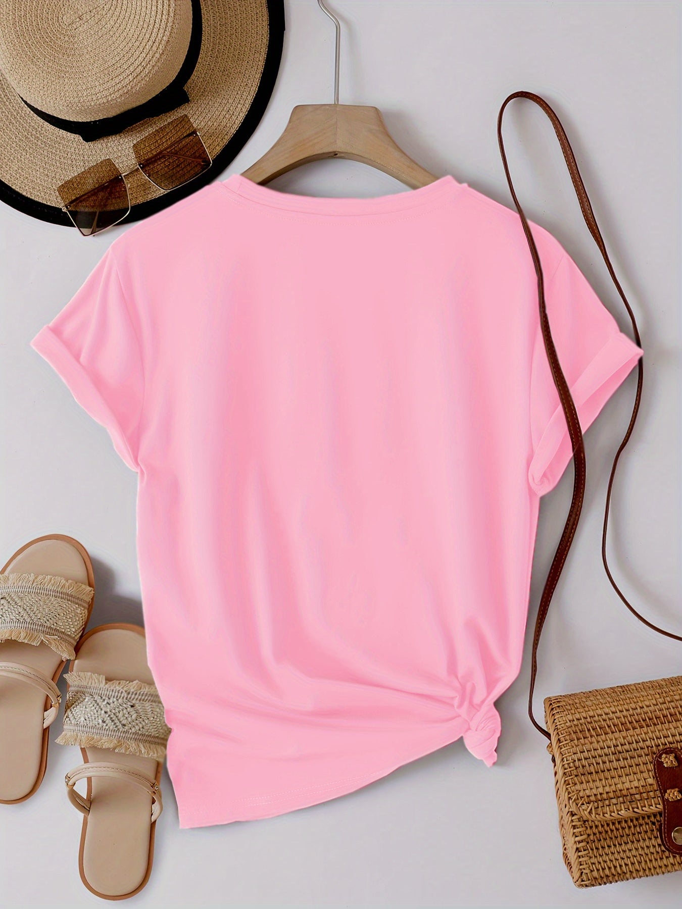 Women's Plus Size Summer T-Shirts Breathable Short Sleeve Tops in Black Pink Yellow Green