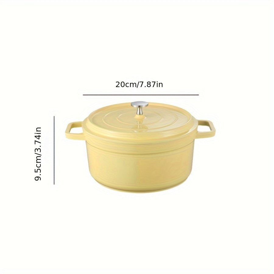 Enamel Pot with Lid, Multi-Purpose Soup and Stewing Cookware, Suitable for All Stovetops