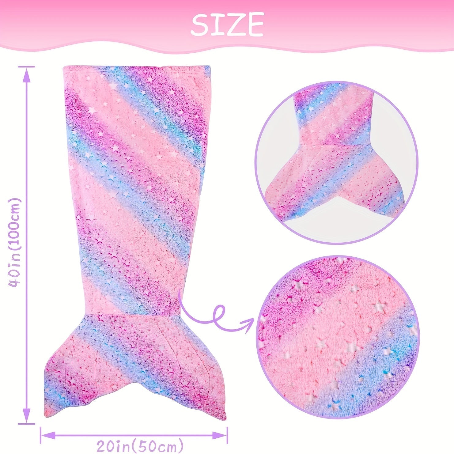 Glow-in-the-Dark Flannel Mermaid Tail Blanket for Girls Teens Adults Plush Cozy Sleepwear