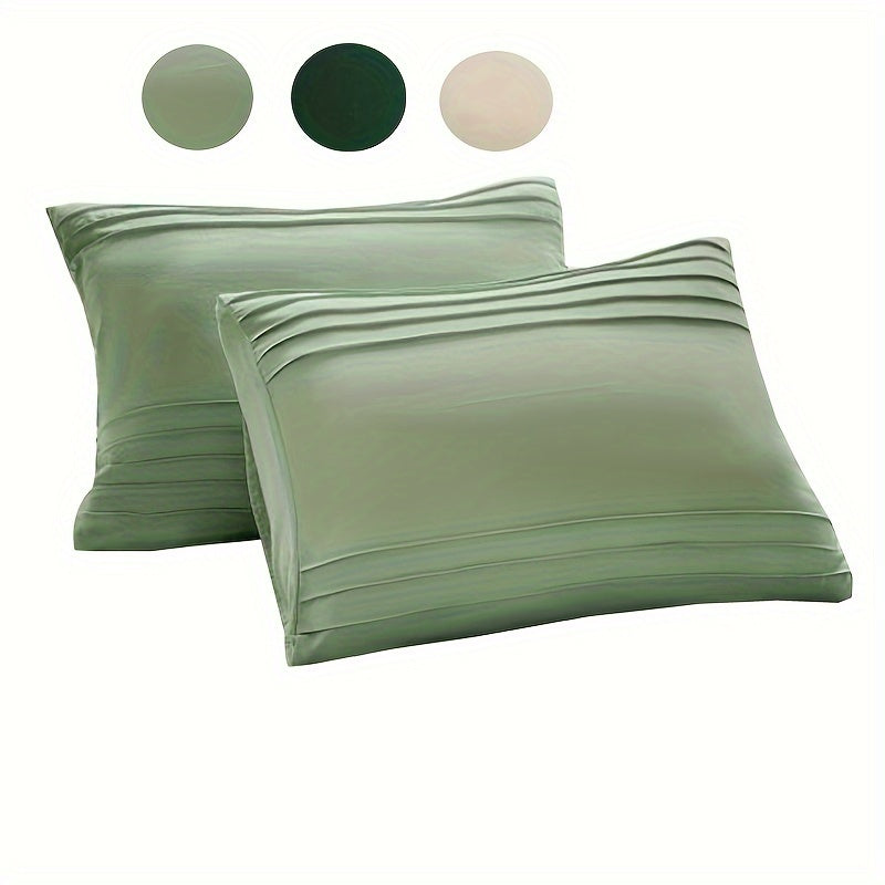 Breathable Pleated Fiber Pillow Covers Set of 2 Solid Color Home Decor