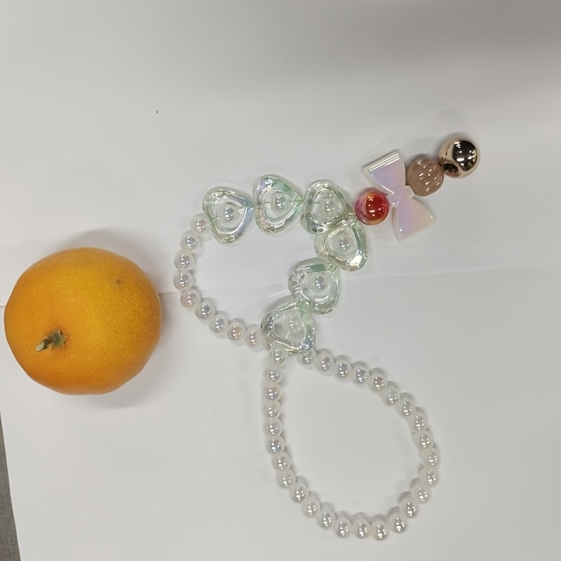 Heart-Shaped Necklace with Artificial Pearls and Colorful Beads for Gift and Festive Wear