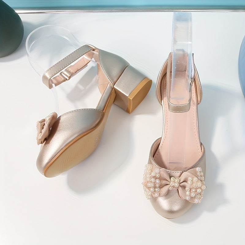 Bolalar uchun Butterfly Hollow Heel Shoes nafas oladigan PU bir hil rangli rezina taglik bilan