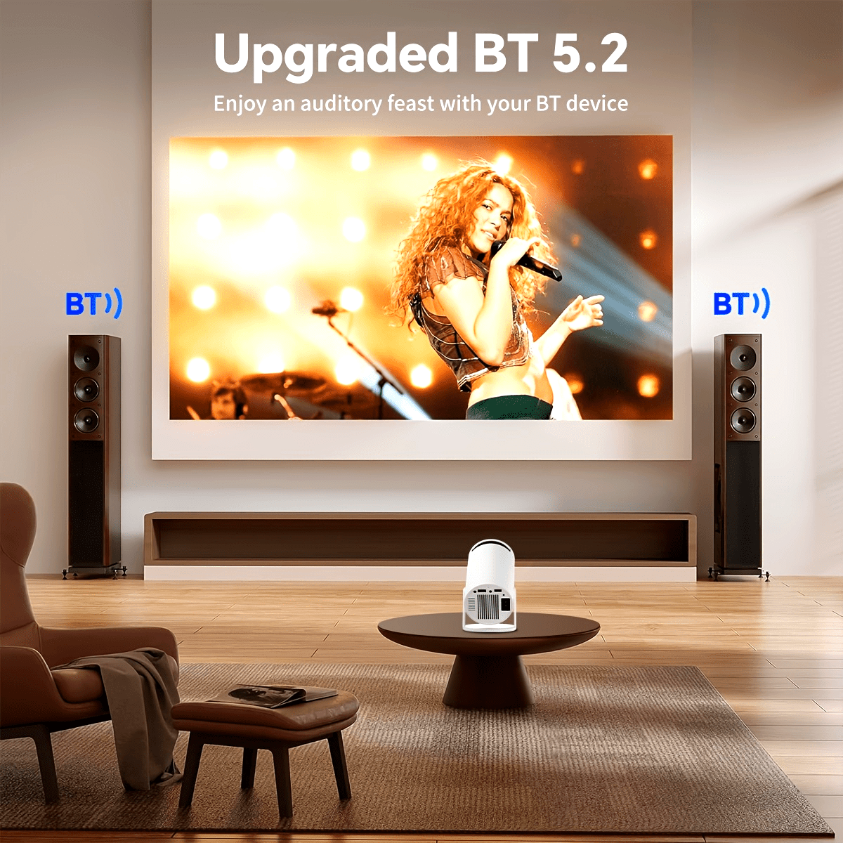 Ultra-Bright Mini Projector 4K/1080P Support Wireless Portable For Smartphones