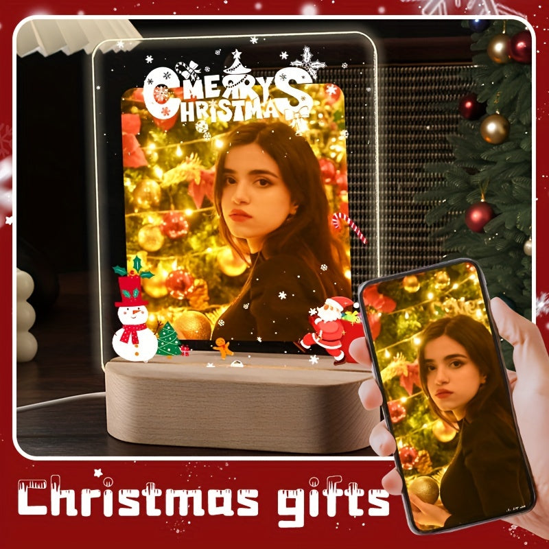 Подсвеченная акриловая рамка для фотографий в виде сердца для рождественской и подарочной выставки