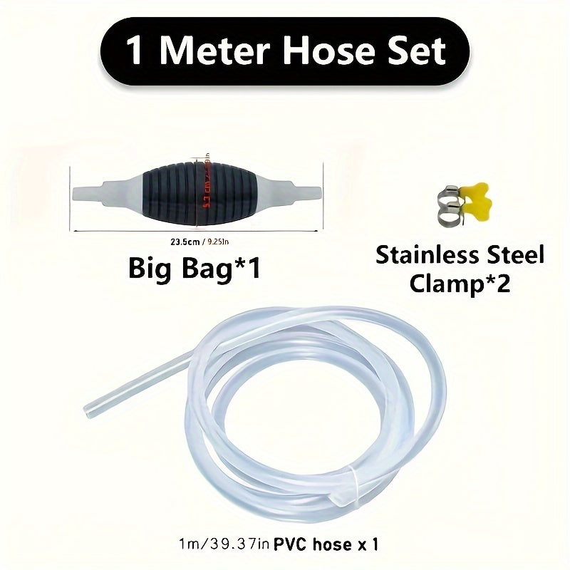 Портативный насос для перекачки топлива из ПВХ с гибким шлангом, черный и белый
