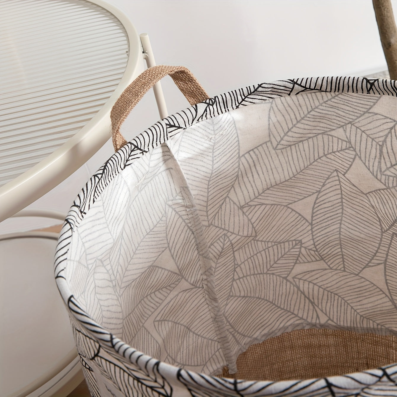 Cesto de yute impermeable redondo para ropa, juguetes y mantas, plegable con asas