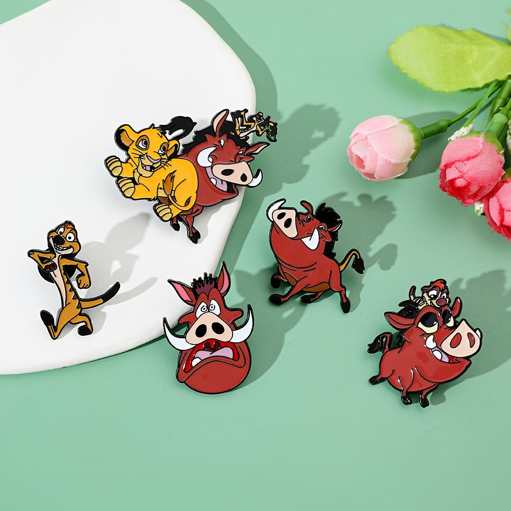 Set of 6 Enamel Animal Brooch Pins Cartoon Wild Animal Irregular Shapes for Clothing Backpack Decoration