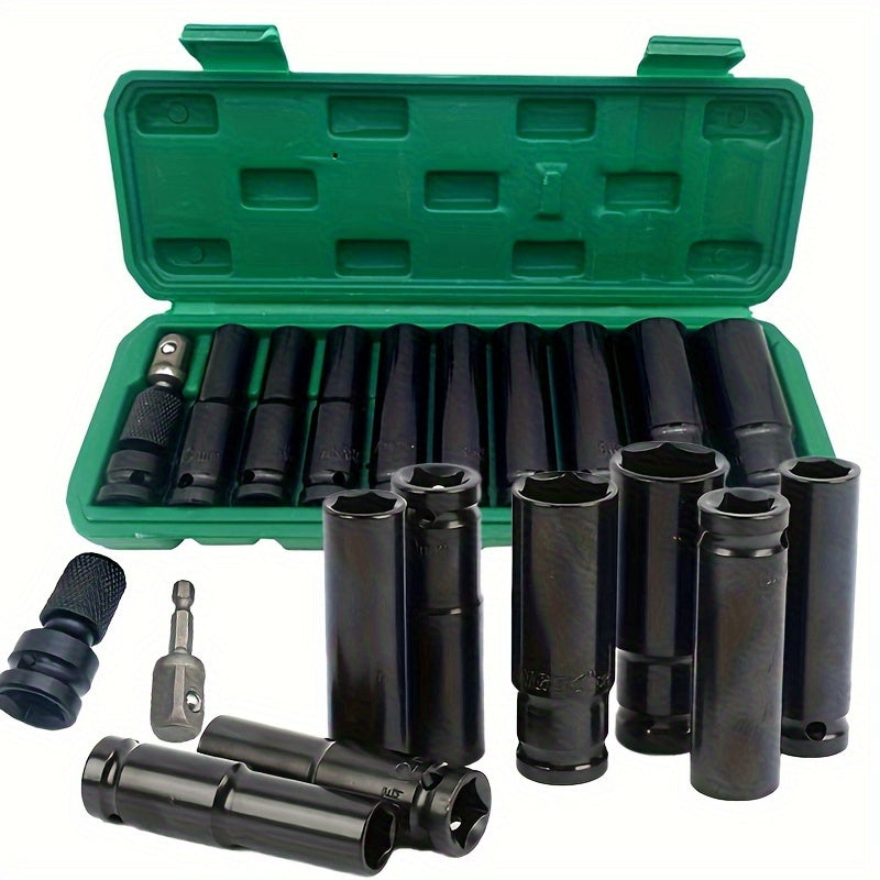 11-Piece 1/2 Inch Impact Power Wrench Socket Adapter Set with 10-24mm Carbon Steel