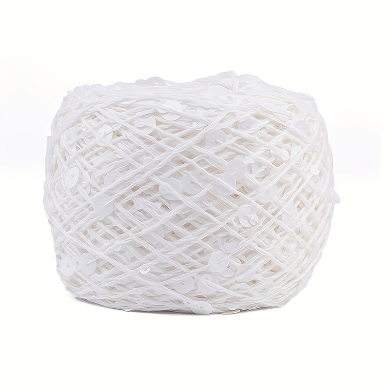 Sequin Cotton Yarn for Hand Knitting and Crocheting 50g White Red Black Beige