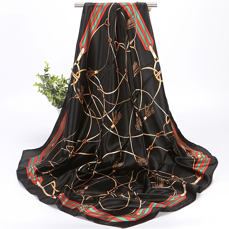 Large Satin Square Scarf Fashion Neck Wrap Lightweight Silk-Like Polyester