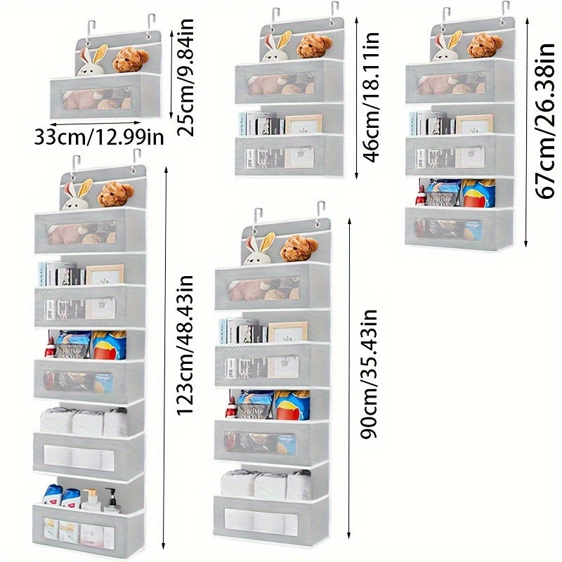 Katta tarmoqli osilgan tashkilotchi, kosmetika, o'yinchoqlar va saqlash uchun shaffof cho'ntaklar bilan
