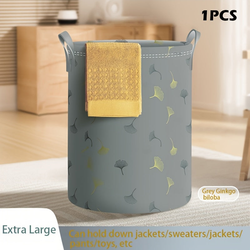 Waterproof Laundry Hamper with Handles Blue Fabric Storage Basket for Home Bathroom Dorm