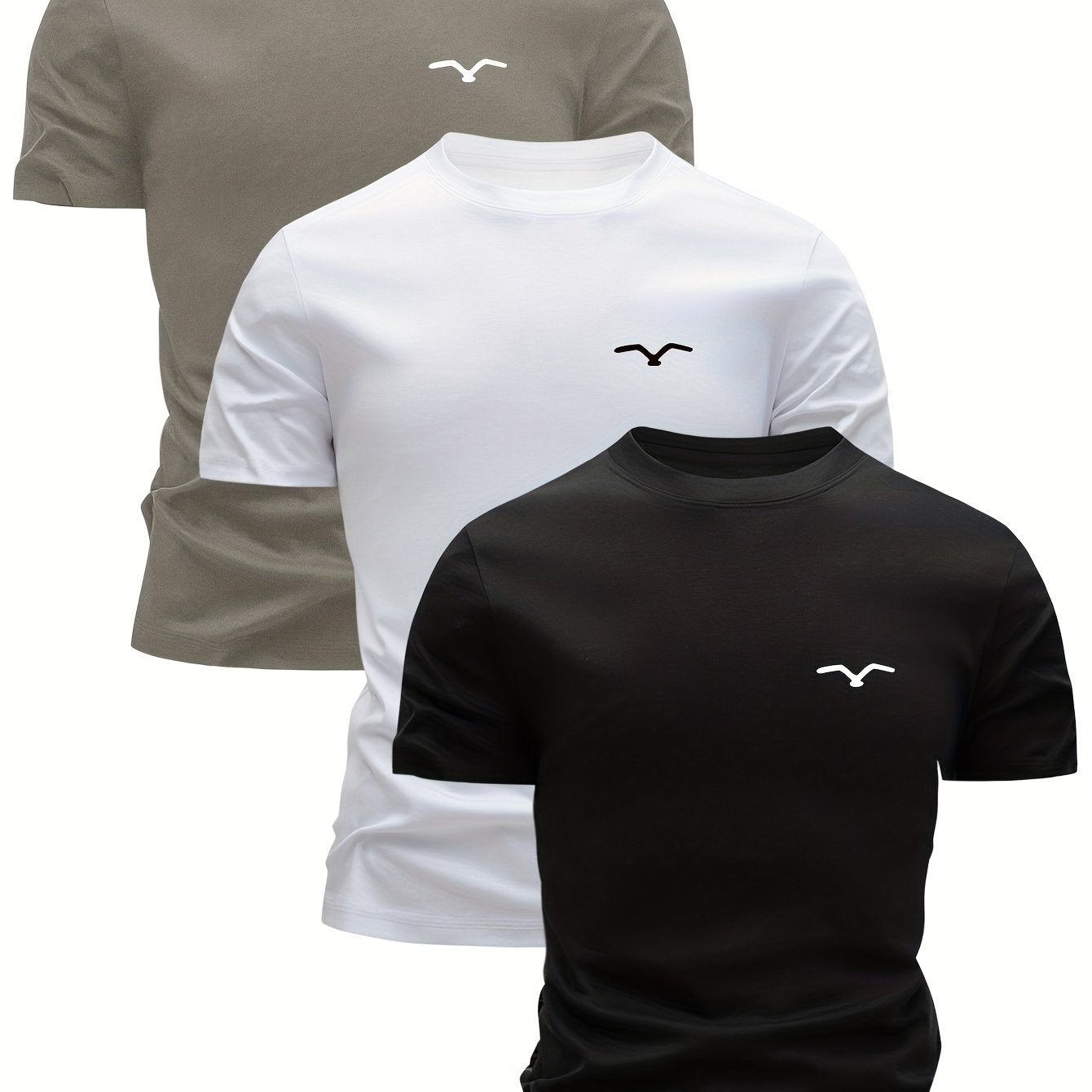 Set of 3 Men's Breathable Cotton T-Shirts for Summer Casual Wear